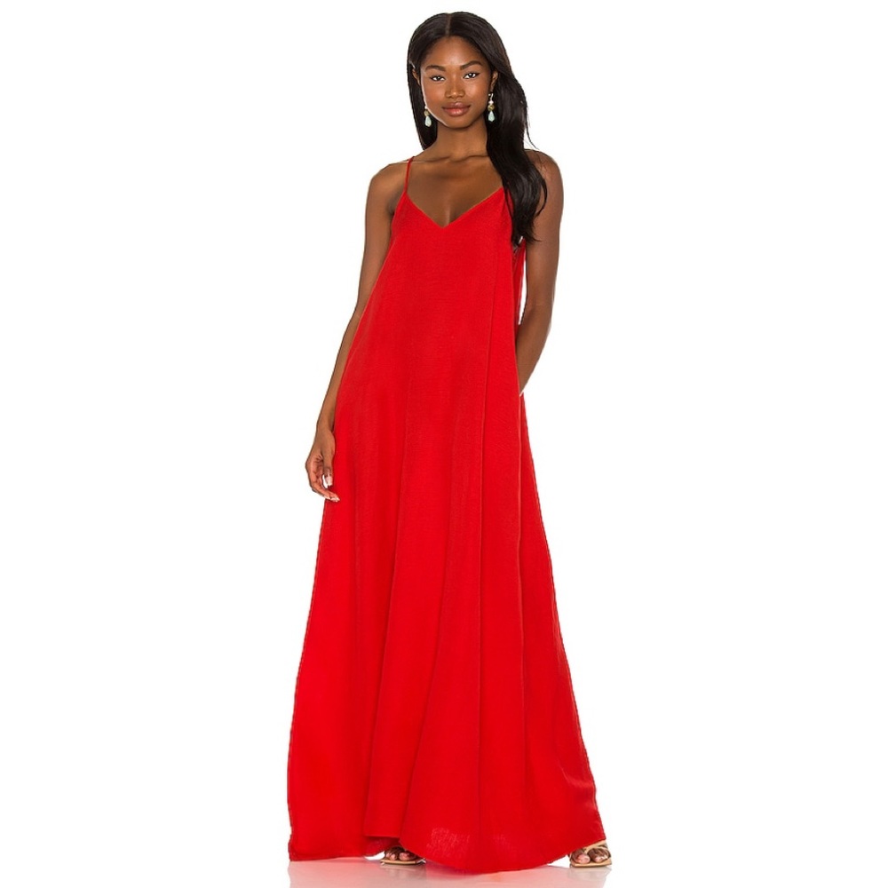 L'AGENCE Linen Blend Trapeze Maxi